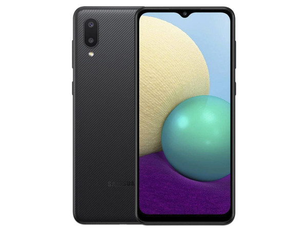 Smartphone Samsung Galaxy A02:
Procesador Quad core (hasta 1.5GHz),
Memoria RAM de 2GB, Almacenamiento de 32GB,
Pantalla LED Multi Touch de 6.5