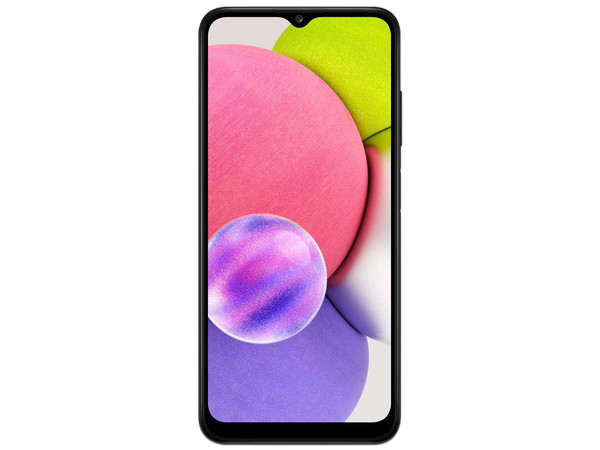 Smartphone Samsung Galaxy A03S: 
Procesador MediaTek Helio P35 Octa Core (hasta 2.35 GHz),
Memoria RAM de 4GB, Almacenamiento de 64GB,
Pantalla LCD PLS de 6.5