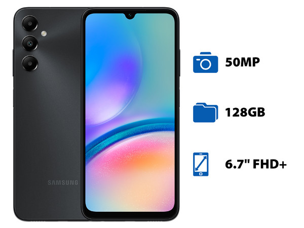 Smartphone Samsung Galaxy A05s: 
Procesador Octa Core (2.4 GHz), 
Memoria RAM de 4GB, Almacenamiento de 128GB,
Pantalla LED Multi Touch de 6.7