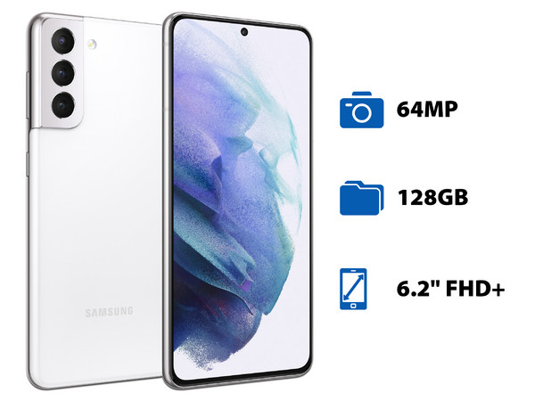 Smartphone Samsung Galaxy S21 5G:
Procesador Octa-Core (hasta 2.2 GHz),
Memoria RAM de 8GB, Almacenamiento de 128GB,
Pantalla Super AMOLED de 6.2