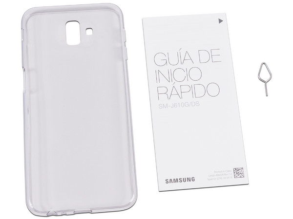 Smartphone Samsung Galaxy J6+:
Procesador Quad Core (1.40 GHz),
Memoria RAM de 3GB, Almacenamiento de 32GB (expandible con microSD),
Pantalla de 5.99