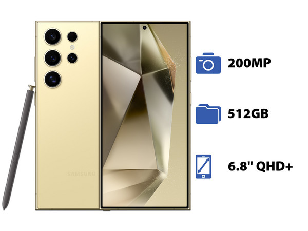 Smartphone Samsung Galaxy S24 Ultra: 
Procesador Octa-Core (hasta 3.39 GHz), 
Memoria RAM de 12GB, Almacenamiento de 512GB, 
Pantalla Dynamic AMOLED de 6.8