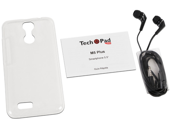 Smartphone TechPad Cel M5 Plus:
Procesador Quad Core (1.3 GHz),
Memoria RAM de 1GB, Almacenamiento de 16GB,
Pantalla IPS de 5.5