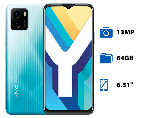 Smartphone Vivo Y15s: 
Procesador MediaTek Helio P35 (hasta 2,3 GHz), 
Memoria RAM de 4GB, 
Almacenamiento de 64GB, 
Pantalla LED Multi-Touch de 6.51
