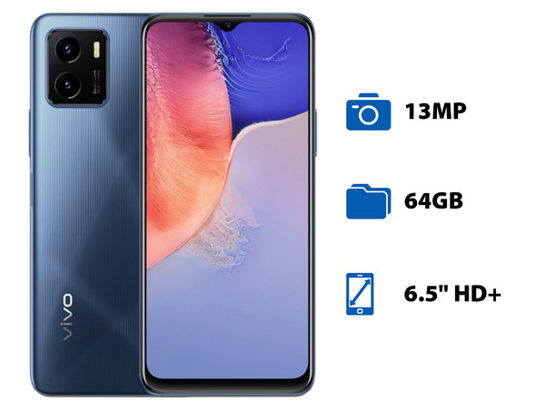 Smartphone Vivo Y15S:
Procesador  Mediatek Helio P35 (hasta 2.3 Ghz),
Memoria RAM de 4GB, 
Almacenamiento de 64GB,
Pantalla LED Multi Touch de 6.5