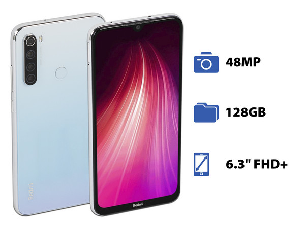 Smartphone Xiaomi Redmi Note 8:
Qualcomm Snapdragon 665 Octa-Core (hasta 2.0GHz),
Memoira RAM de 6GB, Almacenamiento de 128GB,
Pantalla LED Multi Touch de de 6.3