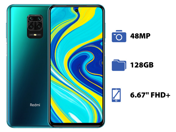 Smartphone Xiaomi Redmi Note 9S: 
Procesador Qualcomm Snapdragon 720G  (hasta 2.3GHz),
Memoria RAM de 6GB, Almacenamiento de 128GB,
Pantalla LED Multi Touch de 6.67