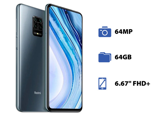 Smartphone Xiaomi Redmi Note 9 Pro:
Procesador Snapdragon 720G Octa-Core (hasta 2.3 GHz),
Memoria RAM de 6GB, Almacenamiento de 64GB,
Pantalla de 6.67