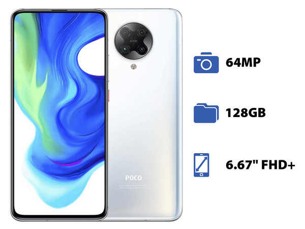 Smartphone Xiaomi POCO F2 Pro:
Procesador Qualcomm Snapdragon 865 (hasta 2.84 GHz),
Memoria RAM de 6GB, Almacenamiento de 128GB,
Pantalla AMOLED de 6.67