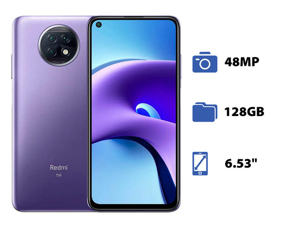 Smartphone Xiaomi Redmi Note 9T: 
Procesador MediaTek Dimensity 800U (hasta 2.4GHz), 
Memoria RAM de 4GB, Almacenamiento de 128GB,
Pantalla LED Multi Touch de 6.53