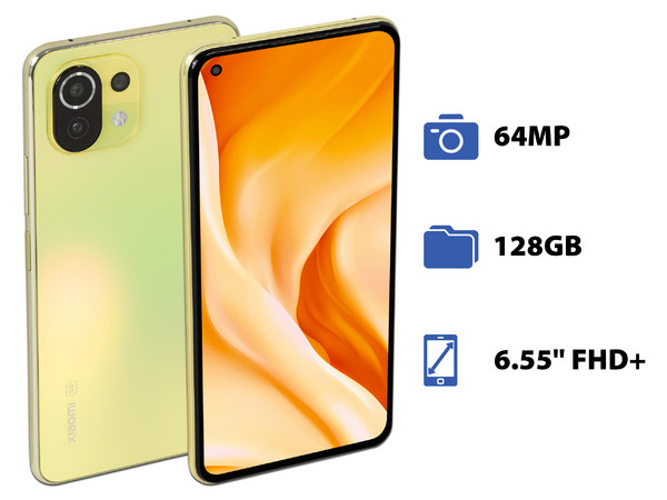 Smartphone Xiaomi Mi 11 Lite: 
Procesador Snapdragon 780G Octa Core (hasta 2.4 GHz),
Memoria RAM de 6GB, Almacenamiento de 128GB, 
Pantalla AMOLED Multi Touch de 6.55