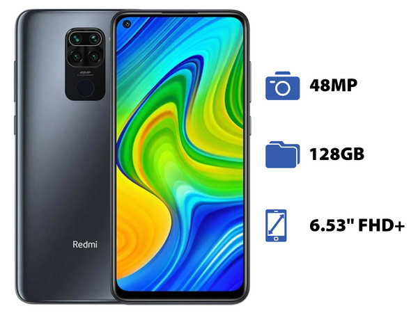 Smartphone Xiaomi Redmi Note 9:
Procesador Helio G85 (hasta 2.0 GHz),
Memoria RAM de 4GB, Almacenamiento de 128GB,
Pantalla LED Multi Touch de 6.53