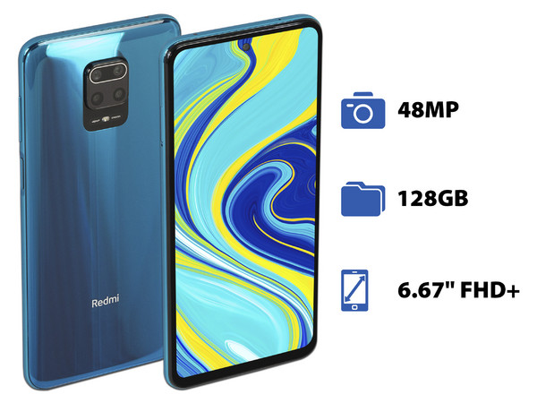 Smartphone Xiaomi Redmi Note 9S: 
Procesador Qualcomm Snapdragon 720G  (hasta 2.3GHz),
Memoria RAM de 6GB, Almacenamiento de 128GB,
Pantalla LED Multi Touch de 6.67