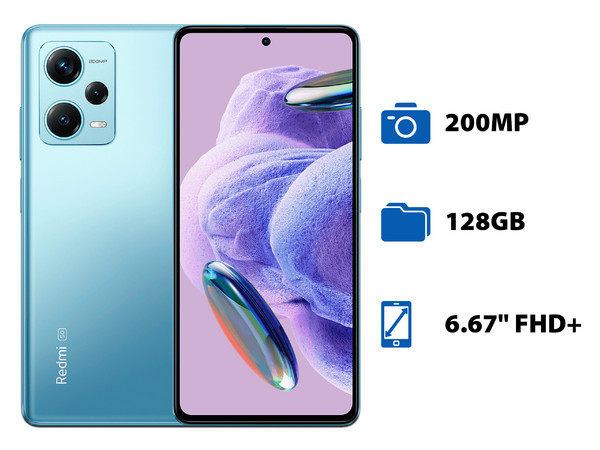 Smartphone Xiaomi Redmi Note 12 Pro 5G:
Procesador Mediatek,
Memoria RAM de 6GB, Almacenamiento de 128GB,
Pantalla AMOLED de 6.67