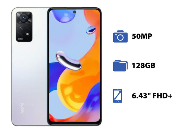 Smartphone Xiaomi Redmi Note 11:
Procesador Snapdragon 680 (hasta 2.40 GHz) 
Memoria RAM de 4GB, Almacenamiento de 128GB,
Pantalla AMOLED de 6.43