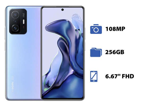 Smartphone Xiaomi 11T: 
Procesador MediaTek Dimensity 1200 (hasta 2.2GHz) 
Memoria RAM de 8GB, Almacenamiento de 256GB,
Pantalla LED Multi Touch de 6.67