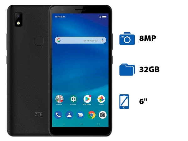 Smartphone ZTE Blade L210:
Procesador Quad Core (hasta 1.4 GHz),
Memoria RAM de 1GB, Almacenamiento de 32GB,
Pantalla LED Multi Touch de 6