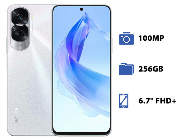 Smartphone HONOR 90 Lite: 
Procesador MediaTek Dimensity 6020 (hasta 2.1 GHz), 
Memoria RAM de 8GB, 
Almacenamiento de 256GB, 
Pantalla LED Multi-Touch de 6.7