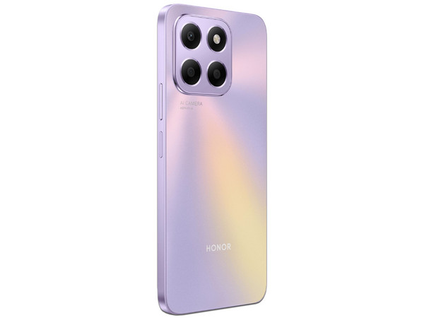 Smartphone Honor X6B Plus:
Procesador MediaTek Helio G85,
Memoria Ram de 8Gb, Almacenamiento de 256Gb,
Wi-Fi 5G, Bluetooth 5.1,
Android 14, Color Morado.