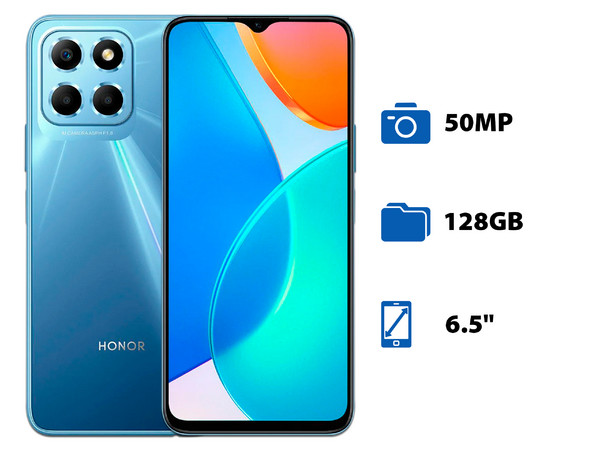 Smartphone Honor X6s: 
Procesador MediaTek Helio G25 (hasta 2.0 GHz), 
Memoria RAM de 4GB, 
Almacenamiento de 128GB, 
Pantalla LED de 6,5