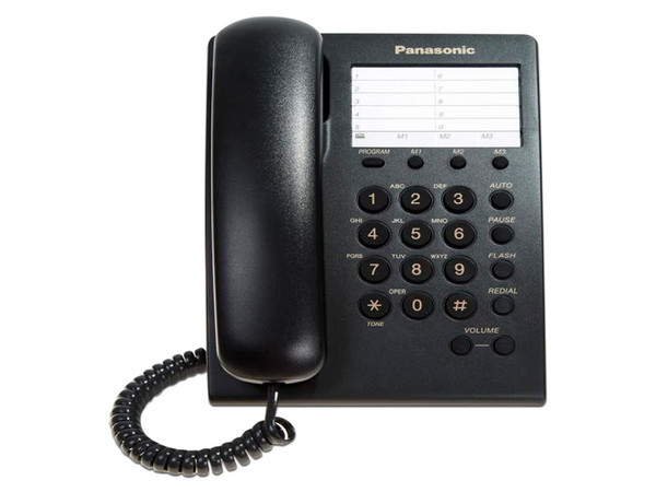 Teléfono Panasonic KX-TS550MEB analógico de 100 entradas. Color Negro.