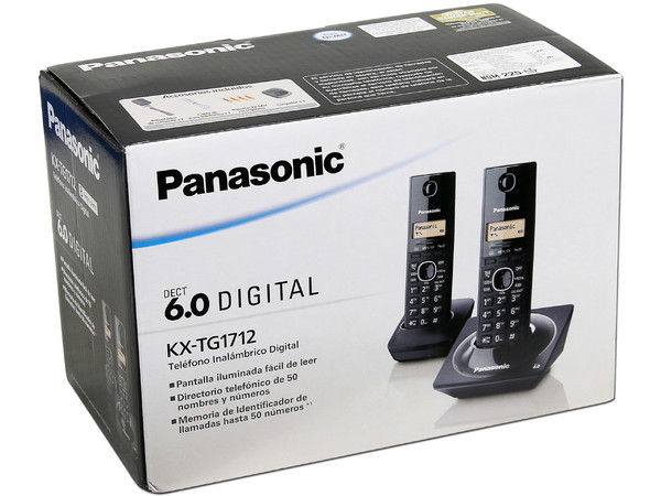 Teléfono Inalámbrico Panasonic con Identificador de llamadas, Tecnología DECT 6.0 y 50 números en memoria, 2 Handset.