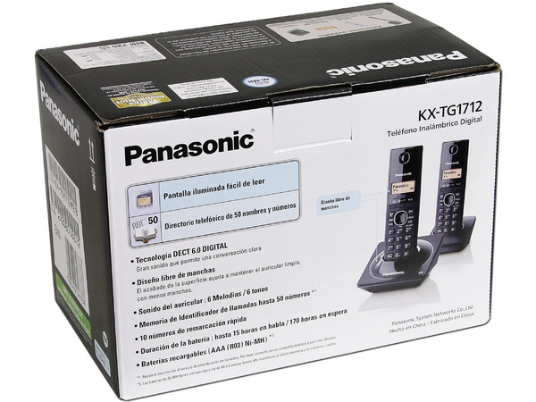 Teléfono Inalámbrico Panasonic con Identificador de llamadas, Tecnología DECT 6.0 y 50 números en memoria, 2 Handset.