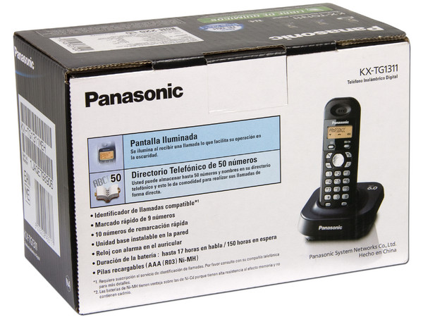 Teléfono Inalámbrico Panasonic con Identificador de llamadas, Tecnología DECT 6.0 y 50 números en memoria.