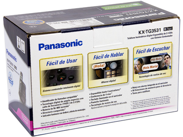 Teléfono Inalámbrico de 2.4 GHz Panasonic con Identificador de llamadas, Contestadora Digital y 50 números en memoria.
