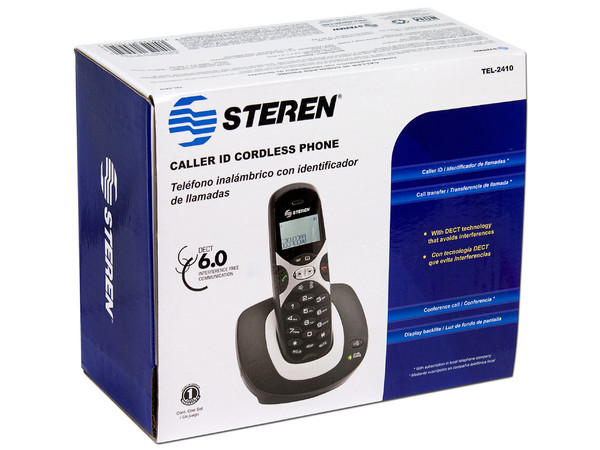 Teléfono inalámbrico con identificador de llamadas y tecnología DECT 6.0.