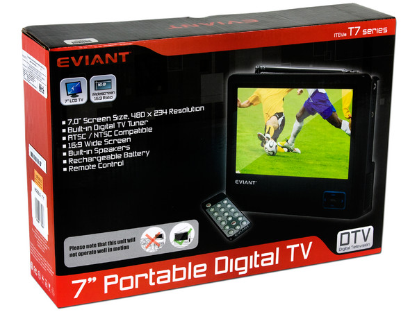 Televisión Portátil EVIANT LCD Widescreen con sintonizador HD de 7