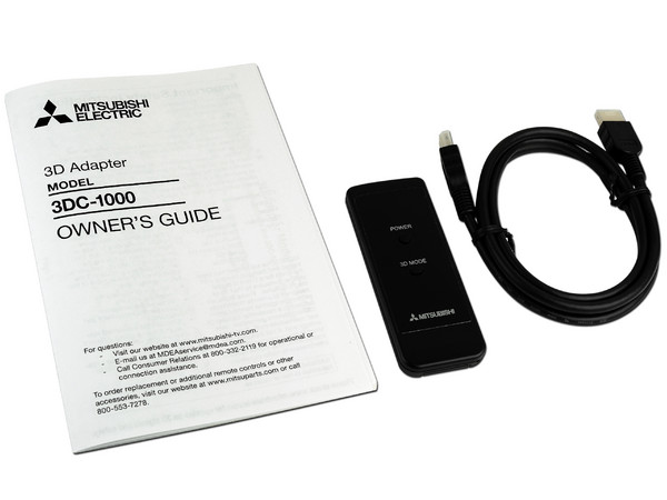 Starter pack 3D Mitsubishi 3DC-1000, incluye Adaptador de señal 3D, 2 pares de lentes activos y cable HDMI