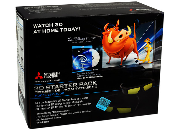 Starter pack 3D Mitsubishi 3DC-1000, incluye Adaptador de señal 3D, 2 pares de lentes activos y cable HDMI