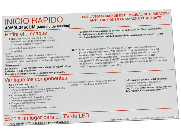Televisión LED Toshiba de 50