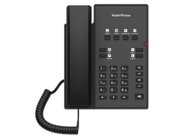 Teléfono IP para Hotelería Fanvil H1, 2 Líneas SIP, profesional, con 8 Teclas Programables , PoE, Color Negro.