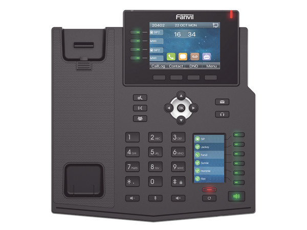 Teléfono IP Empresarial Fanvil X5U con Estándares Europeos, 16 líneas SIP con pantalla LCD a color 3.5