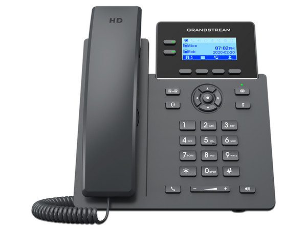 Teléfono IP Granstream GRP2602G, 2 líneas SIP, 4 cuentas SIP, 2 puertos Gigabit PoE. Color Negro.
