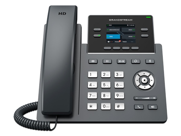 Teléfono IP GrandStream GRP2612G , 2 cuentas SIP, 4 teclas de línea, conferencia de 5 participantes, Soporta PoE.