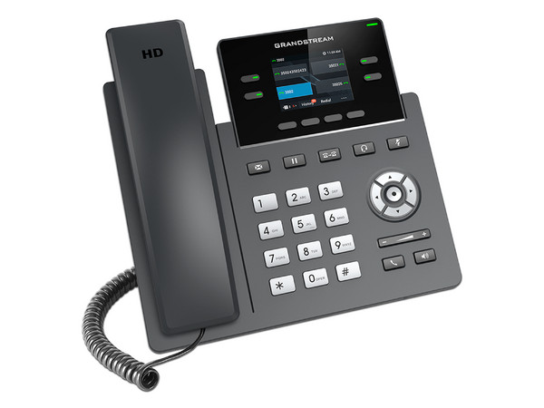 Teléfono IP GrandStream GRP2612G , 2 cuentas SIP, 4 teclas de línea, conferencia de 5 participantes, Soporta PoE.