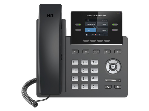 Teléfono IP GrandStream GRP2612W , 2 cuentas SIP, 4 teclas de línea, audio HD, Pantalla a color, soporta Wi-Fi (doble banda), PoE.