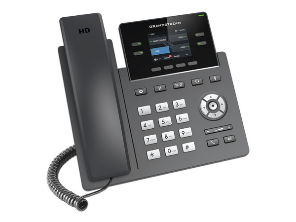 Teléfono IP GrandStream GRP2612W , 2 cuentas SIP, 4 teclas de línea, audio HD, Pantalla a color, soporta Wi-Fi (doble banda), PoE.
