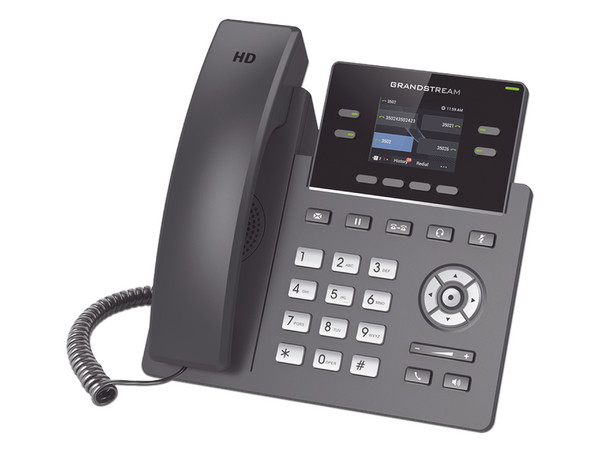 Teléfono IP GrandStream GRP2612W , 2 cuentas SIP, 4 teclas de línea, audio HD, Pantalla a color, soporta Wi-Fi (doble banda), PoE.
