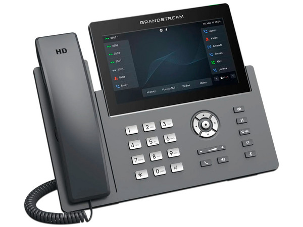 Teléfono IP profesional de 12 líneas Grandstream GRP2670, 6 cuentas SIP, Wi-Fi integrado, soporte Bluetooth, Fuente de alimentación universal.