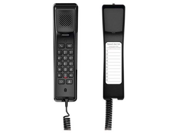 Teléfono IP Fanvil H2U para Hotelería, 2 Líneas, 19 Teclas, PoE, Gigabit Ethernet, Conferencia de 3 vías. Color Negro.