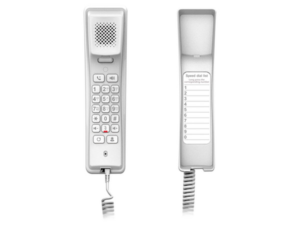Teléfono IP Fanvil H2U-W para Hotelería, 2 Líneas, 19 Teclas, PoE, Gigabit Ethernet, Conferencia de 3 vías. Color Blanco.
