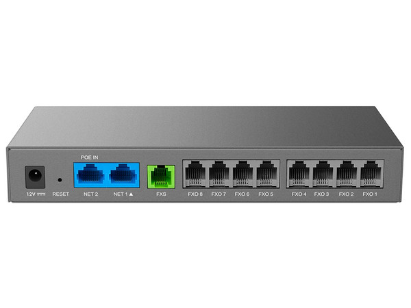Adaptador VoIP Analógico Grandstream HT881 de 8 puertos FXO RJ-11, Admite 3 perfiles SIP, Conferencia de voz de 3 vías por puerto.