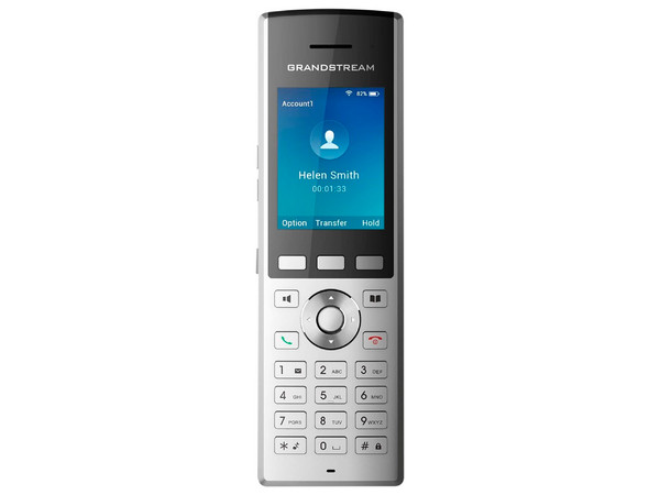 Teléfono GrandStream portátil empresarial, conectividad a la red VoIP vía WiFi.