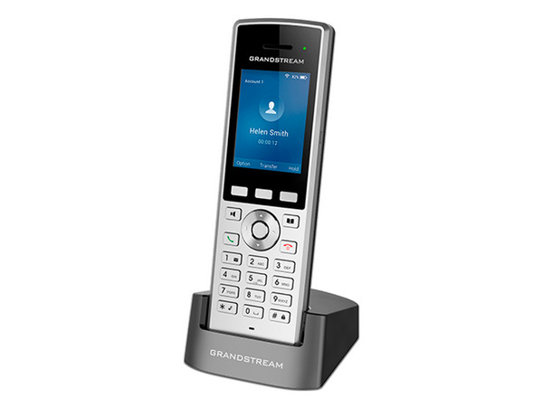 Teléfono Inalámbrico IP de 2 lineas Grandstream WP822, WiFi de doble banda, soporte de roaming avanzado, Tecnología AEC y Noise Shield, Color Plata.