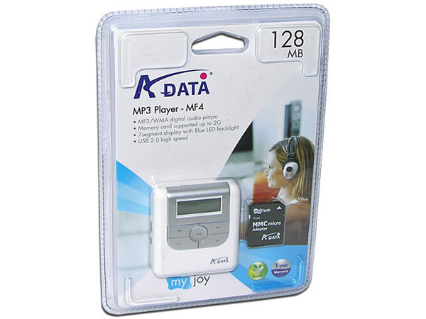 Reproductor de MP3 A-DATA de 128MB, Incluye Memoria SD de 1GB, USB 2.0
