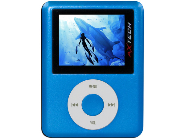MP4 AXTECH Reproductor de MP3, Radio FM, Fotos, Videoclips y Grabador de Voz. 4GB, Color Azul